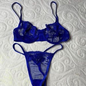 PrettyLittleThing Blue Lingerie Set